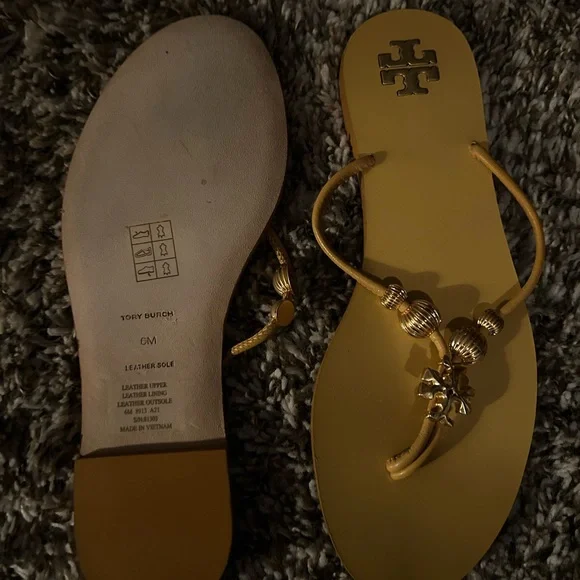 Tory Burch Tan and Gold Sandals - Picture 2 of 2